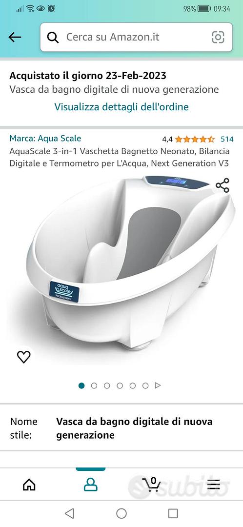 AquaScale 3-in-1 Vaschetta Bagnetto Neonato, Bilancia Digitale e Termometro  per L'Acqua, Next Generation V3