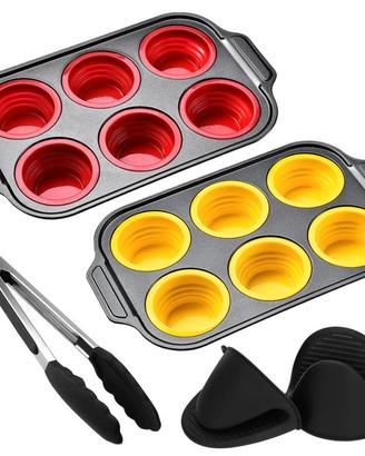 2 Pezzi Teglia Muffin Silicone acciaio carbonio