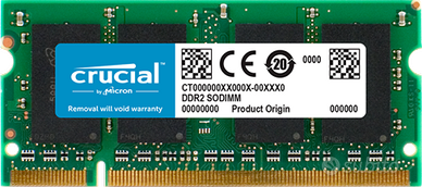 MEMORIA RAM CRUCIAL 2GB DDR2 800MHz SODIMM 1 MODUL