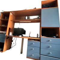 Mobile scrivania cassetti cameretta blu