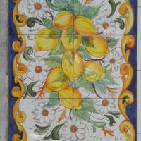 Pannello di maioliche mattonelle vietri limoni