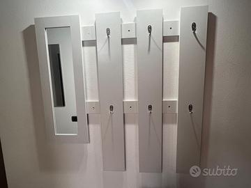 Appendiabiti da parete con specchio BIANCO