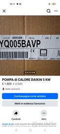 Pompa di calore DAIKIN 5 KW FREDDO CALDO