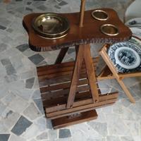 tavolino porta riviste posacenere legno vintage 