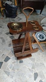 tavolino porta riviste posacenere legno vintage 