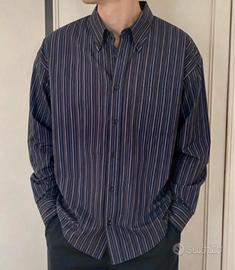 Camicia OXER XXL in cotone stretch nera a righe