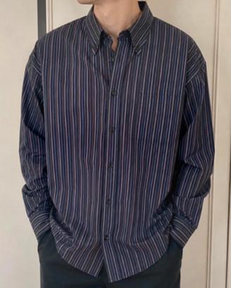 Camicia OXER XXL in cotone stretch nera a righe