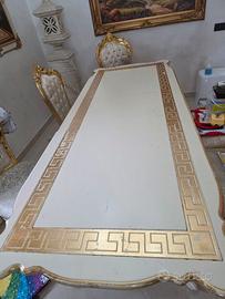 Tavolo da pranzo classico di lusso bianco/oro stil