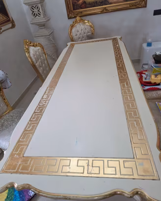 Tavolo da pranzo classico di lusso bianco/oro stil