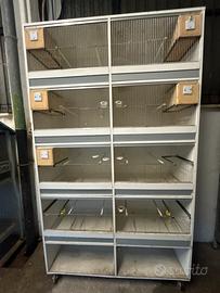 2 armadi con 8 gabbie da 55cm ciascuno