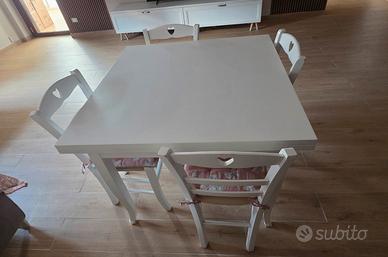 Tavolo allungabile + 4 sedie stile shabby