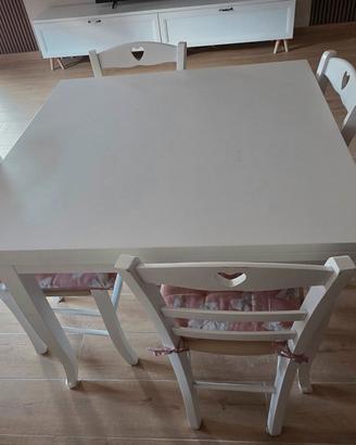Tavolo allungabile + 4 sedie stile shabby