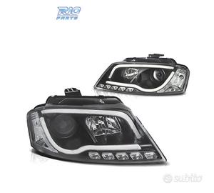 FARI AUDI A3 8P 08-12 LUCE DIURNA A TUBO FONDO NER