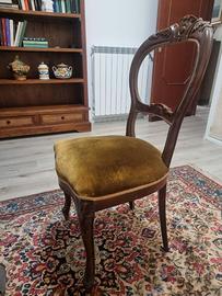 3 sedie d'epoca in legno imbottite anni '70