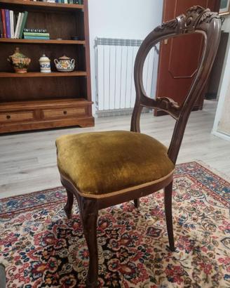 3 sedie d'epoca in legno imbottite anni '70