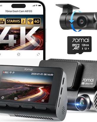 70mai Dash Cam A810S, 4K+1080P