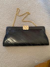 Borse pochette in pitone nero