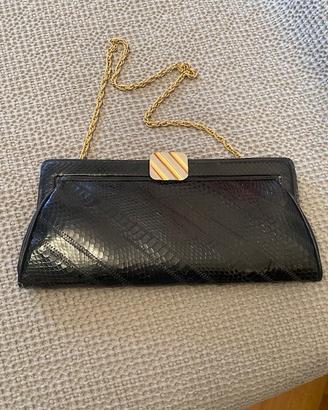 Borse pochette in pitone nero