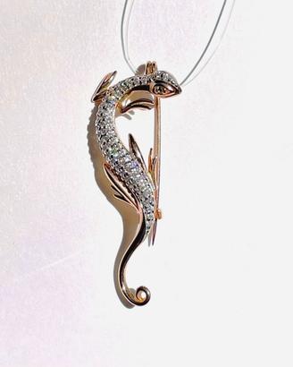Spilla in oro zirconia cubica lucertola aggraziata
