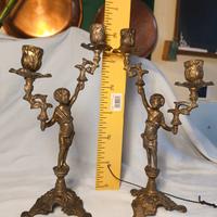 Coppia Candelieri Antichi in Bronzo
con Putti