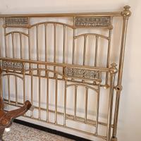 Letto antico in alpacca, stile liberty 