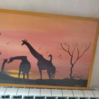quadro africano rappresentante giraffe