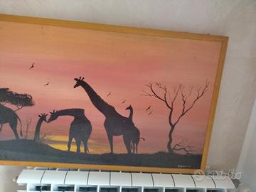 quadro africano rappresentante giraffe