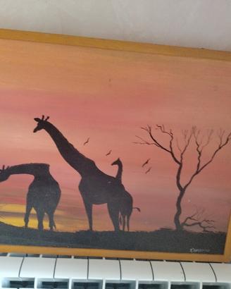 quadro africano rappresentante giraffe