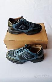 Sneakers Hogan donna in pelle blu/verde tg 38,5