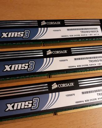 RAM Corsair xms3 DDR3  6Gb (3×2Gb)  1600MHz