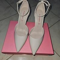 Decolleté beige / rosa lucido con cinturino con so