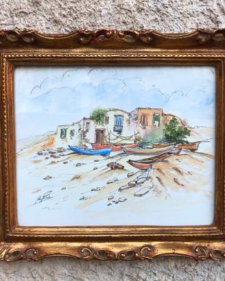 Quadro vintage dipinto ad acquerello