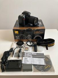Nikon D80 CCD semipro kit completo obiettivo