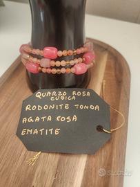 bracciale a spirale con rodonite quarzo agata 