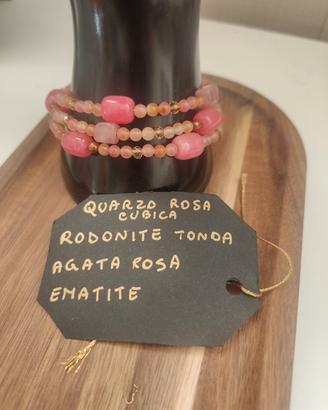 bracciale a spirale con rodonite quarzo agata 