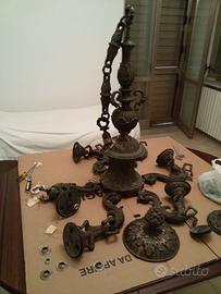 lampadario di bronzo da restaurare