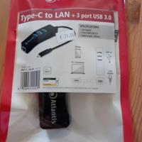 Adattatore Type C to Lan + 3 porte usb