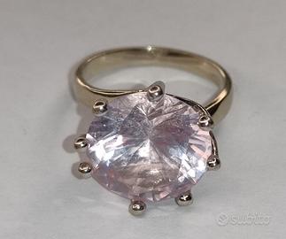 Solitario vintage oro bianco 18K e rosa di Francia