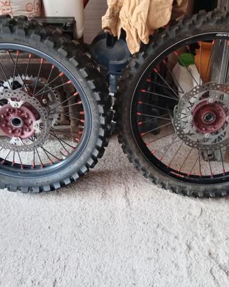 Ruote con cerchi Alpina tubeless 21/19 Kawa kx 450