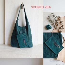 Borsa Hobo in Camoscio color Verde 