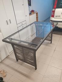 Tavolo da esterno con piano in vetro 150x81 cm