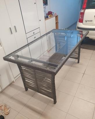 Tavolo da esterno con piano in vetro 150x81 cm