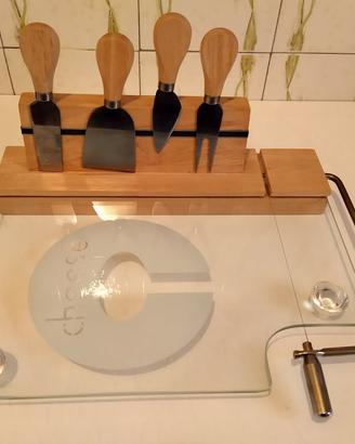 Tagliere formaggio vetro e legno