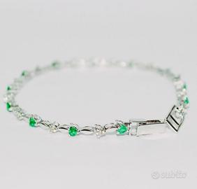 Tennis oro con smeraldi e brillanti