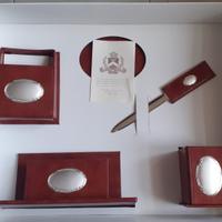 Set scrivania 5 pezzi con placche in argento 