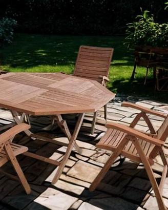 SET DA GIARDINO IN LEGNO TANJAYA TAVOLO + 4 SEDIE