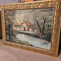 Quadro dipinto a mano con cornice dorata