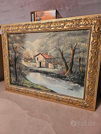 Quadro dipinto a mano con cornice dorata