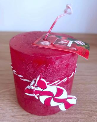 Candela natalizia rossa decorata 250 g nuova