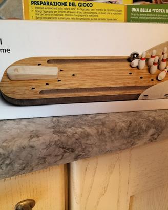 gioco in scatola bambini bowling in legno 